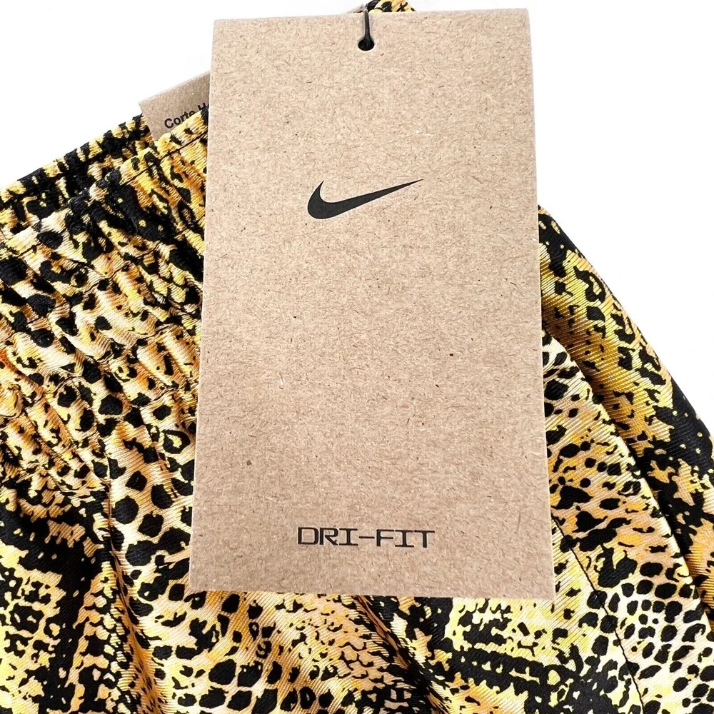Nike Yellow Black Snakeskin Running Shorts with Pink Logo